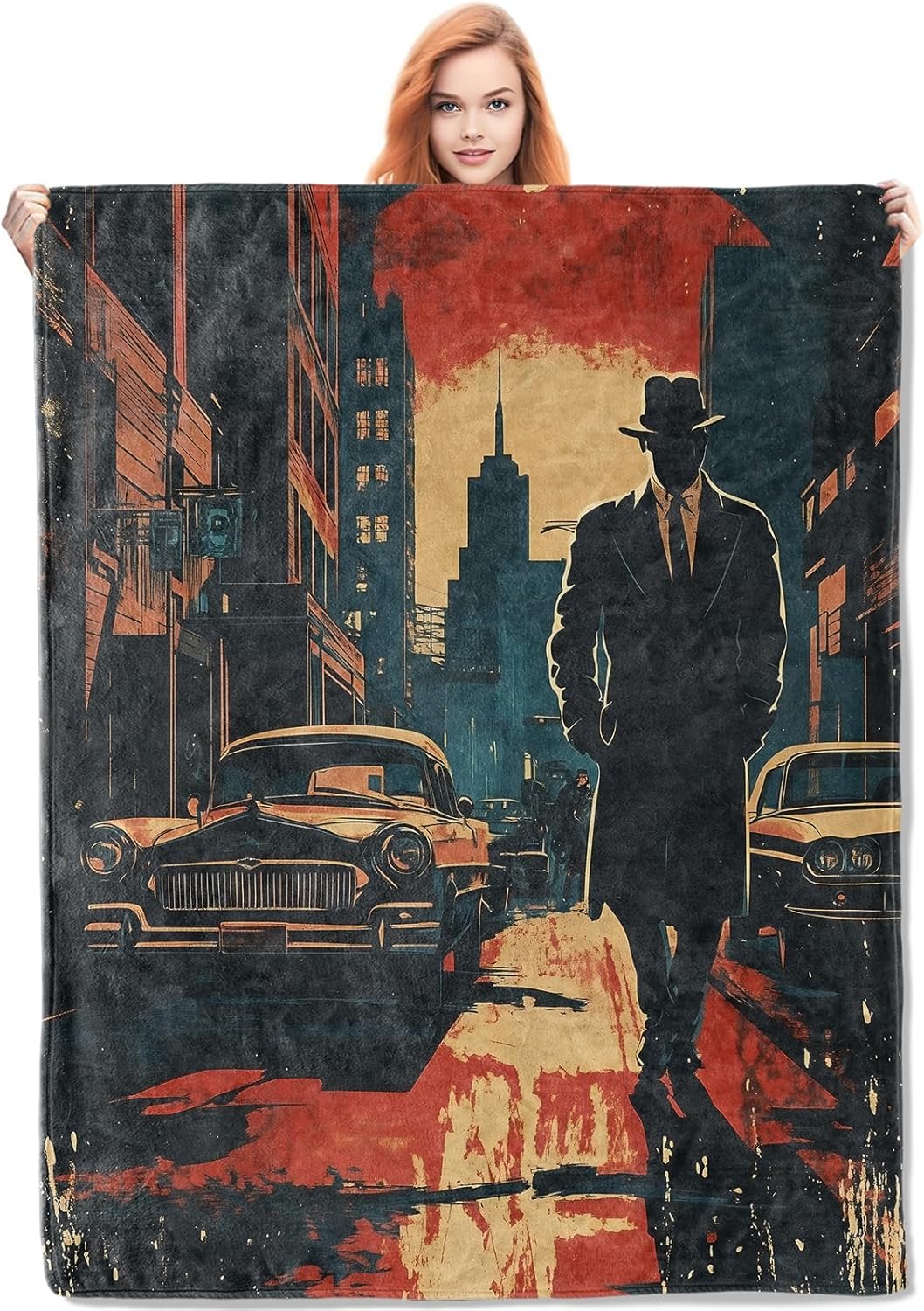 Home Textiles & Decorations - بطانية Noir Detective هدايا للنساء، بطانية