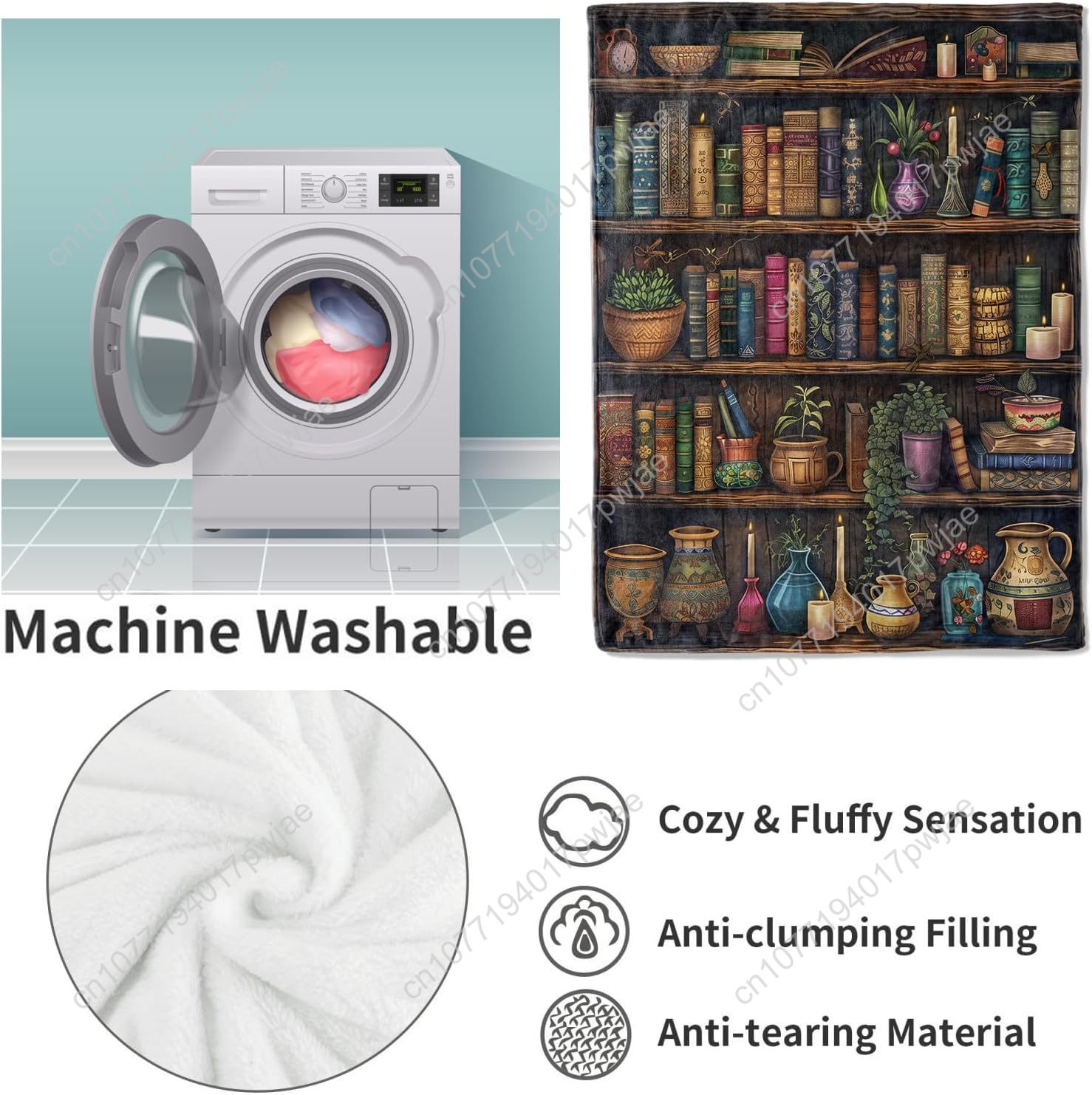 خمر رف الكتب بطانية القراءة رم - مراجعة Home Textiles & Decorations وسعره