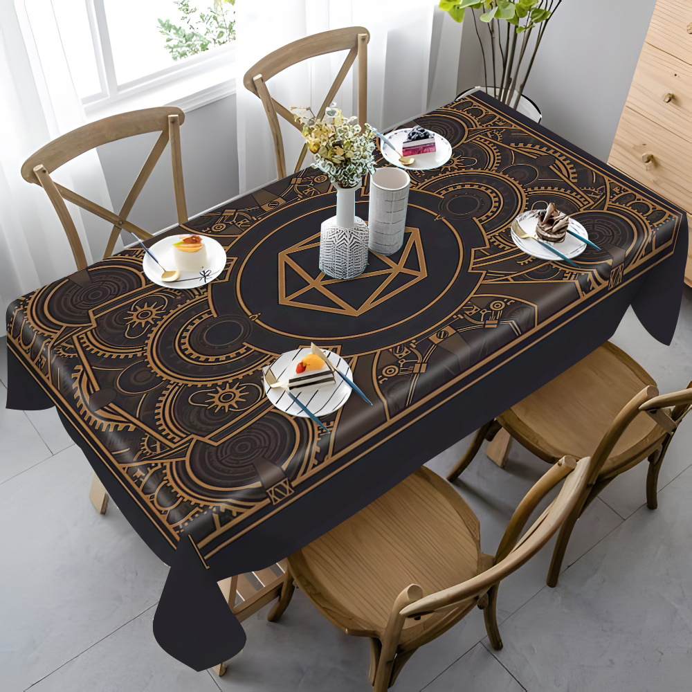 مفرش طاولة بنمط التروس الذهبية - مراجعة Home Textiles & Decorations وسعره