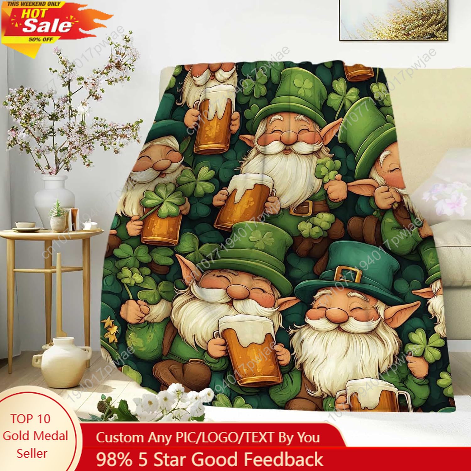 بطانية رمي جنوم لعيد القديس با - مراجعة Home Textiles & Decorations وسعره