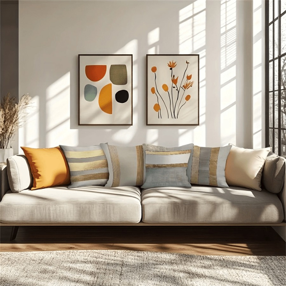 أغطية وسائد مخططة ذهبية ومحايد - مراجعة Home Textiles Luxury وسعره