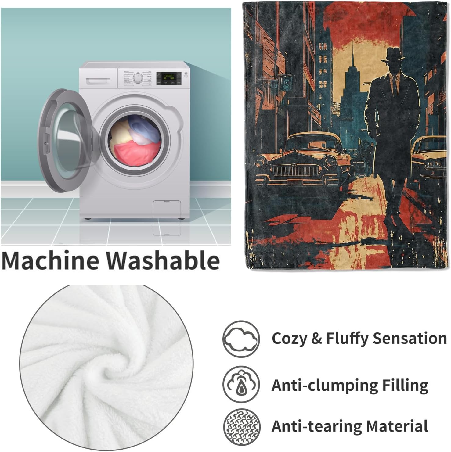 بطانية Noir Detective هدايا لل - مراجعة Home Textiles & Decorations وسعره